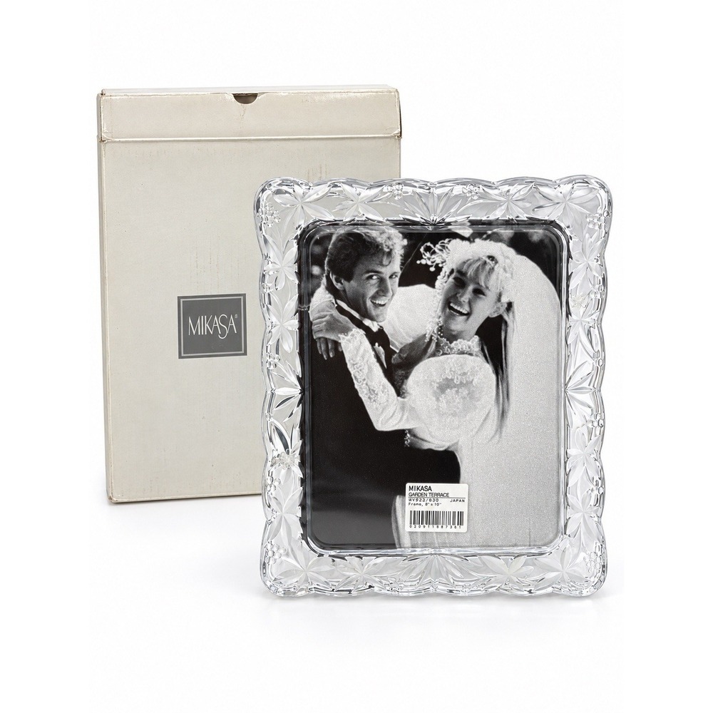 Mikasa Garden Terrace Crystal Picture Frame 8x10 Floral NIB Gift Wedding